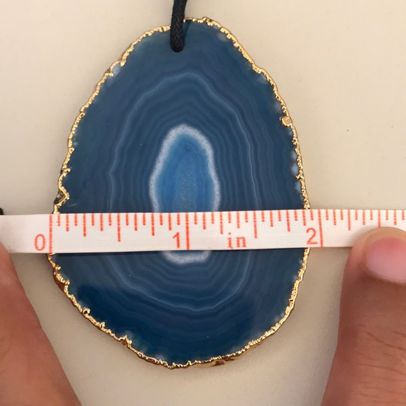 Blue Agate Stone with gold - Picture 3 of 4
